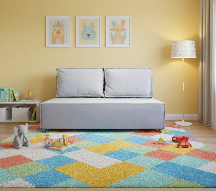 Диван-аккордеон Лофт мини 140х200, велюр серый