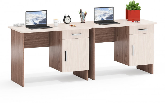 Два стола письменных С-МД-1-09, ясень шимо светлый/ясень шимо тёмный