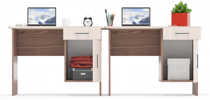 Два стола письменных С-МД-1-09, ясень шимо светлый/ясень шимо тёмный