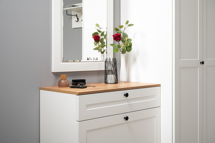 Остин 16.221 Комод + 16.121 Тумба для обуви + 13.257 Тумба, белый шагрень/дуб крафт золотой