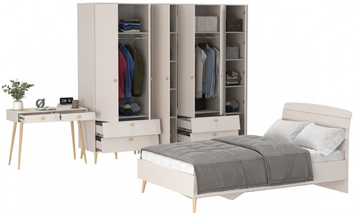 Афина Спальня 21-1200, цвет кашемир серый, сп.м. 1200х2000 мм., б/м, основание есть - фанера