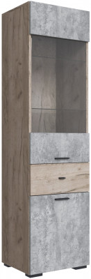 Пенал-витрина Дублин, Дуб крафт золотой/Цемент