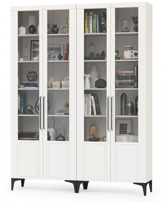 Валенсия Гостиная № 126, цвет ЛДСП белый шагрень/МДФ белый шагрень, ШхГхВ 168,2х38,1х225,2 см.