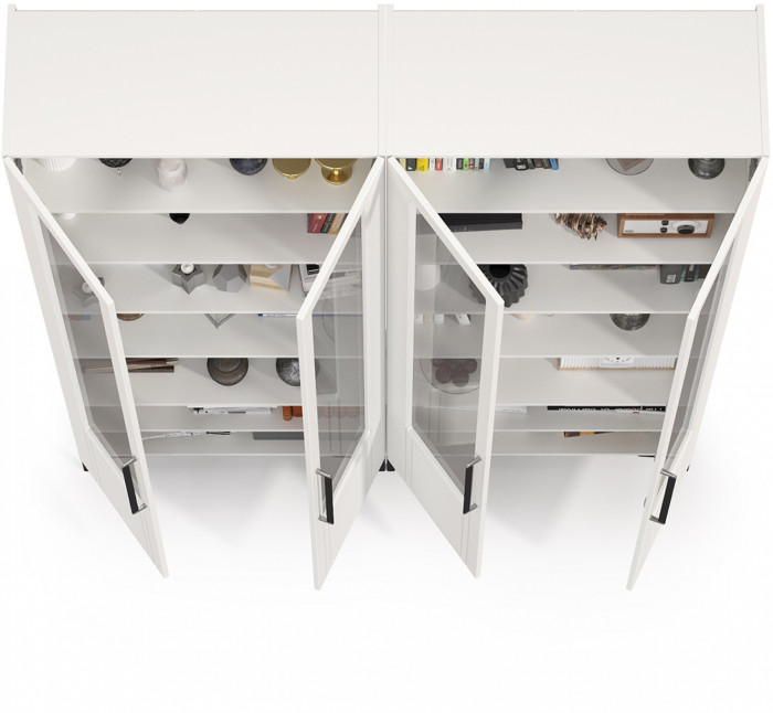 Валенсия Гостиная № 126, цвет ЛДСП белый шагрень/МДФ белый шагрень, ШхГхВ 168,2х38,1х225,2 см.