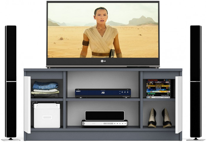 Мори Тумба ТВ МТВ1200.1, цвет графит/белый, ШхГхВ 120,4х41х54,6 см.