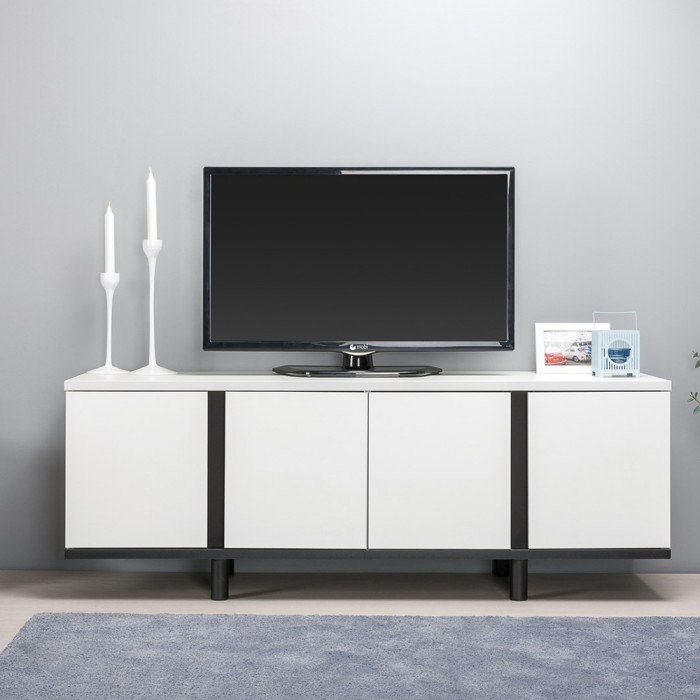 Тумба под ТВ Квадро 13.276, белый шагрень(ЛДСП 16 мм. и 22 мм.)/чёрный(ЛДСП 22 мм.)