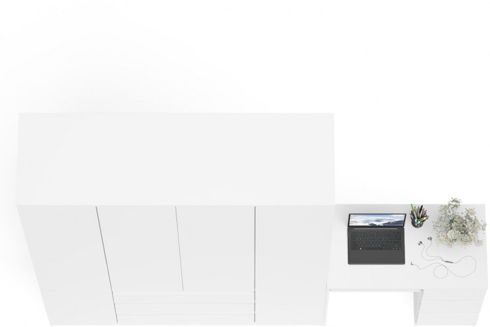 Мори компьютерный стол МС-6 правый + Шкаф МШ1600.1, белый