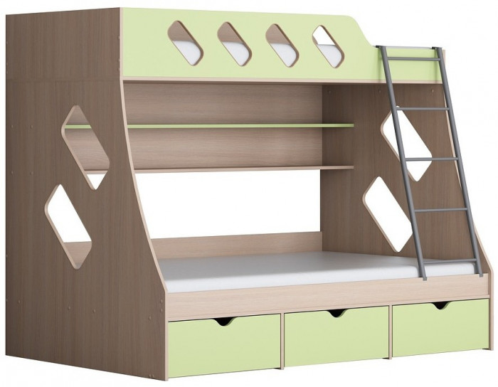 Дельта-20.01 Детская двухъярусная кровать с лестницей (Розовый, Белый)