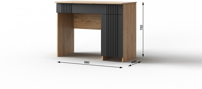Стол туалетный "Оливия" - Дуб наварра/Шагрень черная