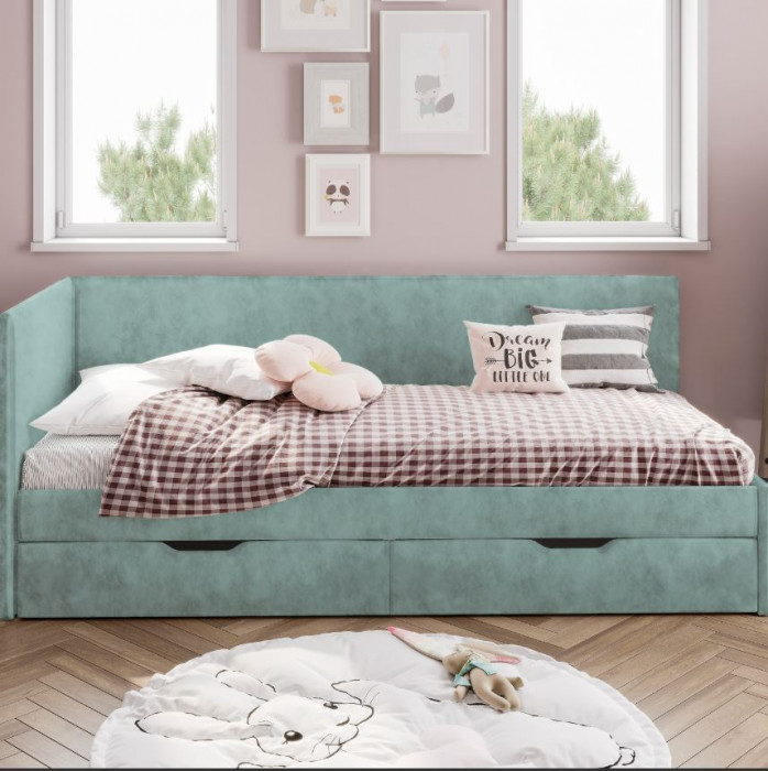 Кровать односпальная "Лео" КР-49 Белый/Шарли бриз