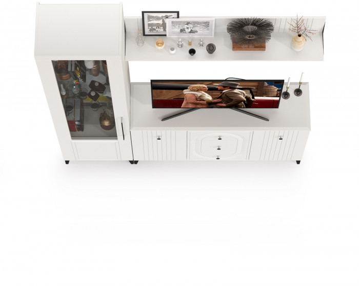 Валенсия Гостиная № 093, ЛДСП белый шагрень/МДФ белый шагрень