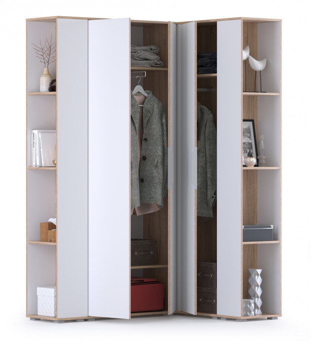 Куба Прихожая 11, цвет дуб сонома/белый премиум, ШхГхВ 143,7х107,3х210,6 см., универсальная сборка