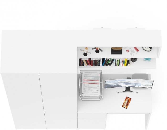 Мори компьютерный стол МС-1 левый + Шкаф МШ800.1 + Полка 900, белый
