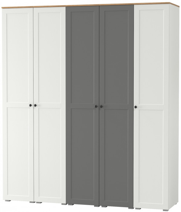 Остин 13.225 Шкаф-пенал 5 шт., белый шагрень/серый графит/дуб крафт золотой