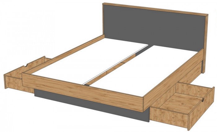 Кровать двуспальная 160х200 "Мишель" - Дуб наварра/Бетон пайн светлый