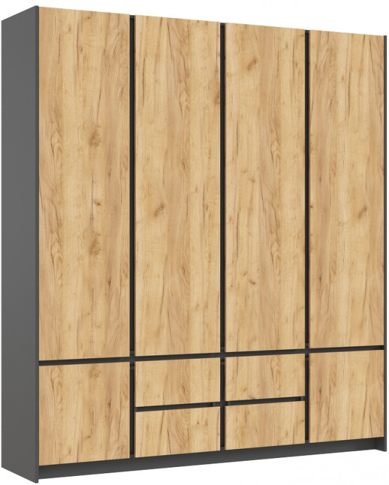 Модульная спальня "Остин", набор 2, Графит/Дуб крафт