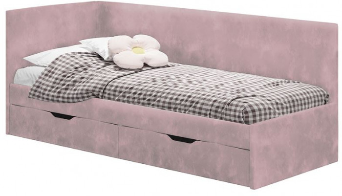 Кровать односпальная "Лео" КР-49 Белый/Шарли пинк