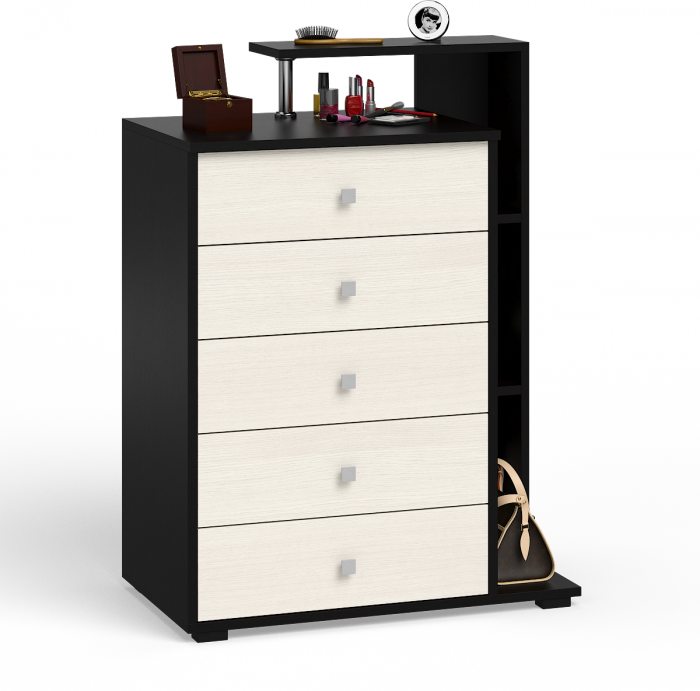 Камелия спальня № 7 Кровать 900 + Стол косметический + Зеркало + Комод, цвет венге/дуб лоредо, сп.м. 900х2000 мм., б/м, основание есть