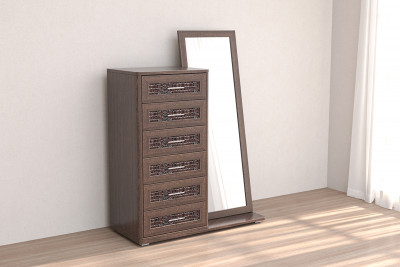 Кэт-4 Комод 6 ящиков /Зеркало, венге