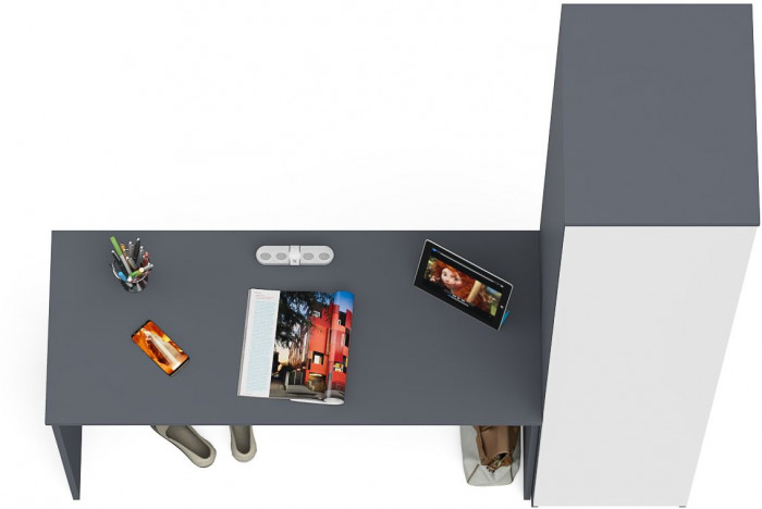 Мори письменный стол МСП1200.1 + Пенал МШ400.1, графит/белый