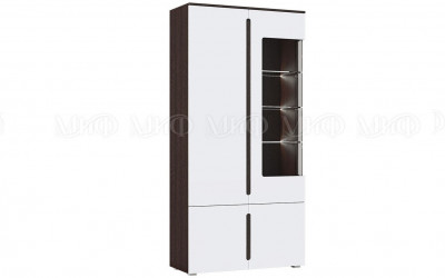 Ким Шкаф с подсветкой, белый глянец / венге