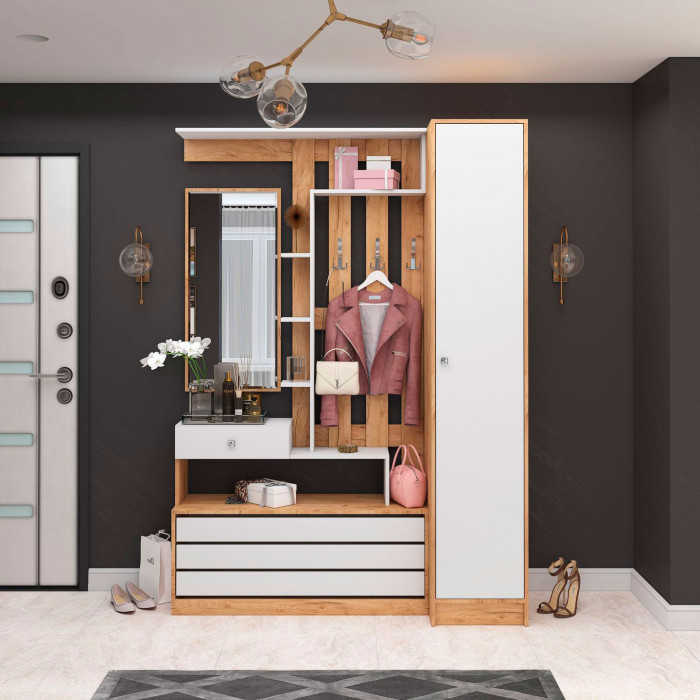 Ямайка Зеркало ЯПЗ-1 (440*935*20) дуб крафт золотой/белый