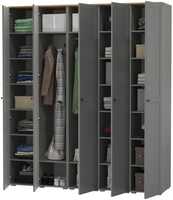 Остин 13.225 Шкаф-пенал 5 шт., серый графит/дуб крафт золотой