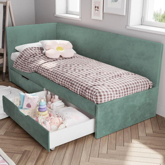 Кровать односпальная "Лео" КР-49 Белый/Эвкалипт