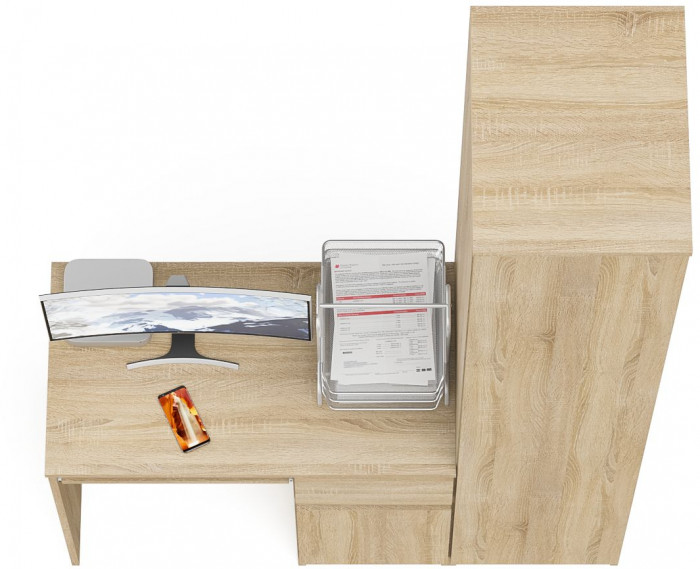 Мори Стол компьютерный МС-1 правый + Пенал МШ400.1, цвет дуб сонома, ШхГхВ 130,4х50,4х209,6 см., выдвижной ящик справа, НЕ универсальная сборка