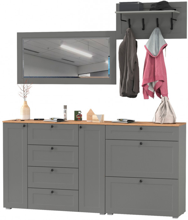 Остин Прихожая 56, серый графит/дуб крафт золотой