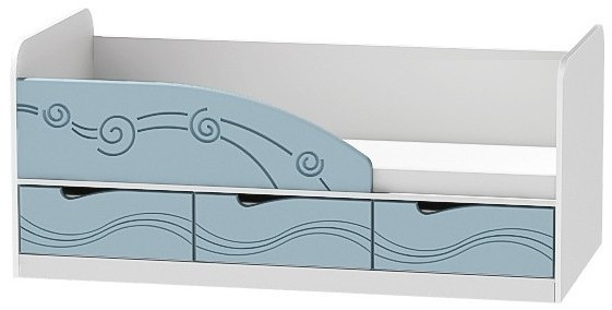 Кровать Бриз-4 80х160 Волна (Ирис/Белый/Левый)