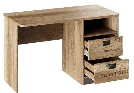 Пилигрим ТД-276.15.02 Стол с ящиками (Дуб Каньон светлый, Фон серый)