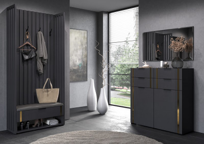 Модульная Прихожая Эмэ, набор №8, Графит/Графит золото, Simple 27