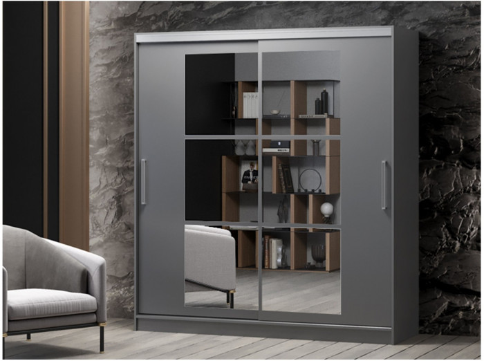 Шкаф-купе Альянс-10 ЛДСП 2000 + зеркала (Белый)