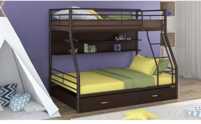 Двухъярусная кровать Гранада-2ПЯ (Дуб Сонома, Черный)