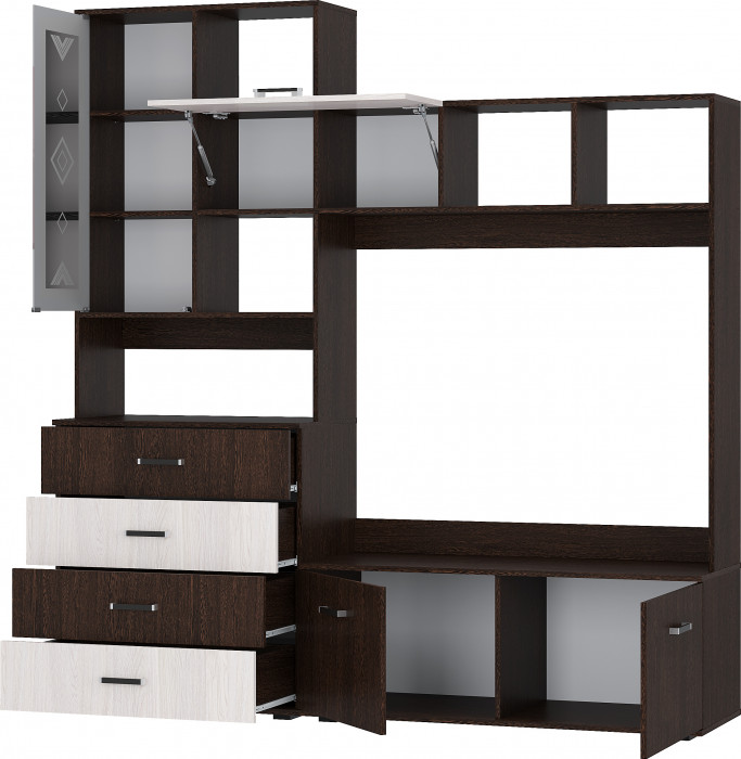 Гостиная модульная Белла, венге/ясень белый. Комплект 1