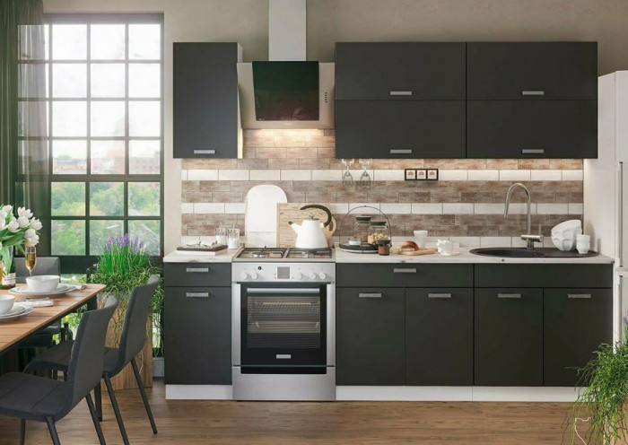 кухня Ника-1 белый/шагрень графит