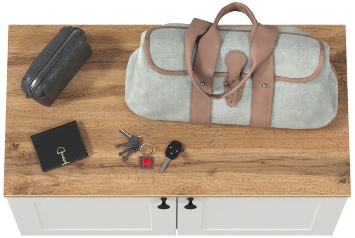 Остин 13.257 Тумба, цвет белый шагрень/дуб крафт золотой, ШхГхВ 80х41,9х43,7 см.