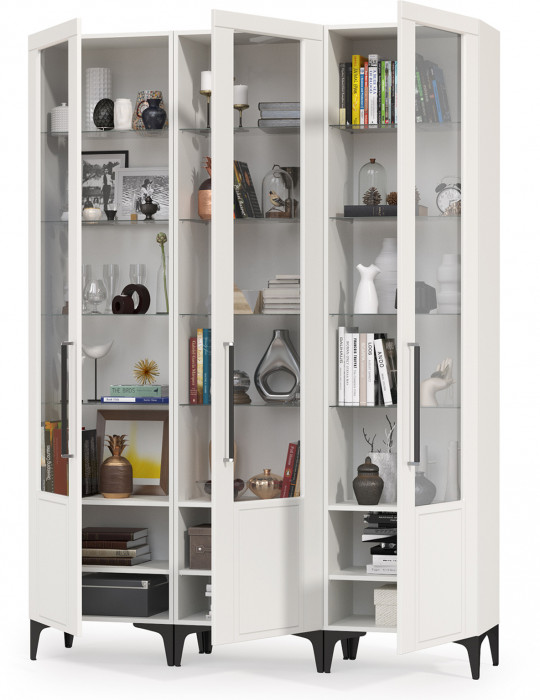 Валенсия Гостиная № 130, цвет ЛДСП белый шагрень/МДФ белый шагрень, ШхГхВ 165х38,1х225,2 см., универсальная сборка