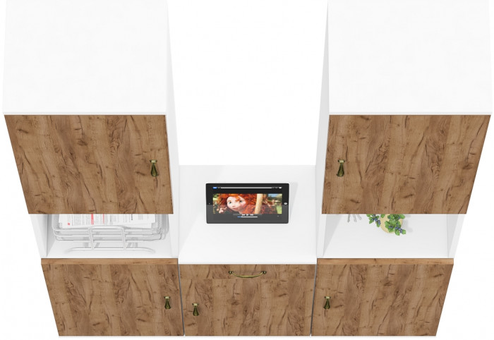 Лидер-8 Пенал + Пенал + Тумба МД 3.15, белый шагрень/крафт золото