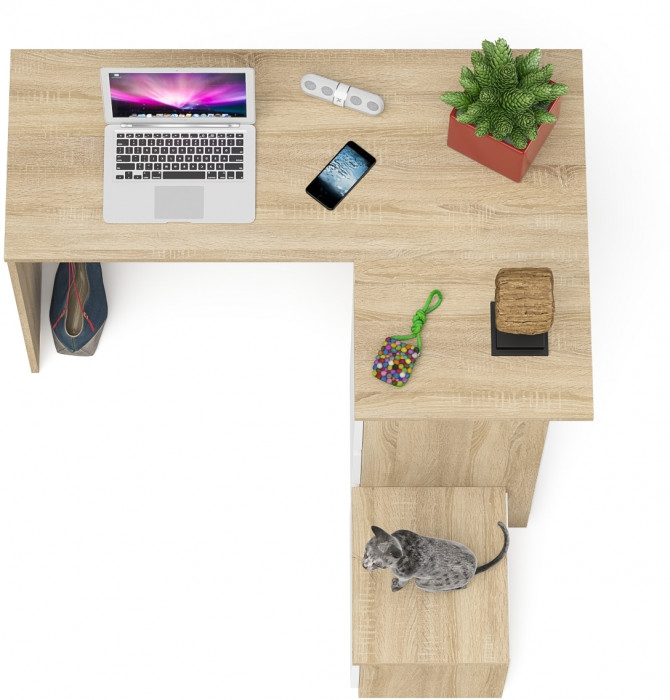 Мори Стол компьютерный МС-16 правый + Тумба ТМП400.1, цвет дуб сонома/белый, ШхГхВ 164,8х84,9х76,6 см., выдвижные ящики справа, НЕ универс. сборка