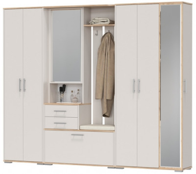 Прихожая Домино 6, цвет дуб крафт золотой/кашемир серый, ШхГхВ 248х36х202 см., универсальная сборка