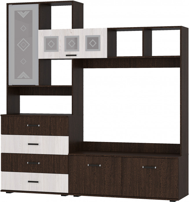 Гостиная Белла, венге/ясень белый. Комплект 2