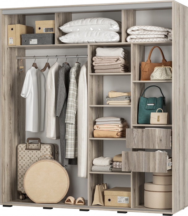 Шкаф-купе "Крафт-10" Дуб смоки/Кашемир