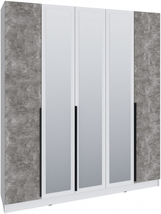 Шкаф Мадрид (2,0) с 3 ящ. внутри с зеркалом, Белый/Ателье светлое
