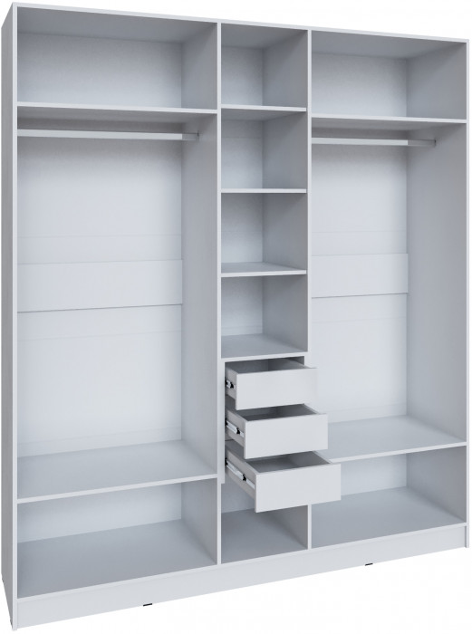 Шкаф Мадрид (2,0) с 3 ящ. внутри с зеркалом, Белый/Ателье светлое