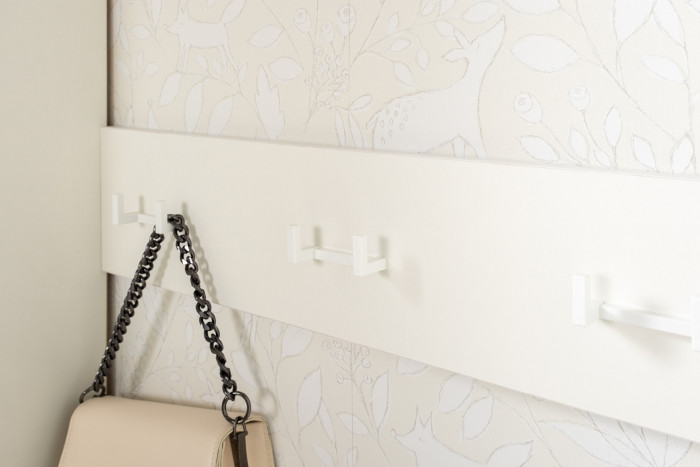 Октава 15.14.02 Вешалка + 15.14.02 Вешалка + 15.14.02 Вешалка, цвет белый шагрень, ШхГхВ 194,1х4,7х15 см.