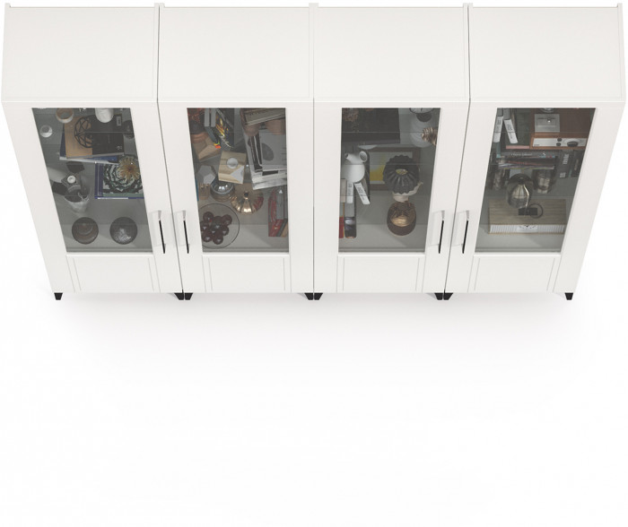 Валенсия Гостиная № 131, цвет ЛДСП белый шагрень/МДФ белый шагрень, ШхГхВ 220х38,1х225,2 см.