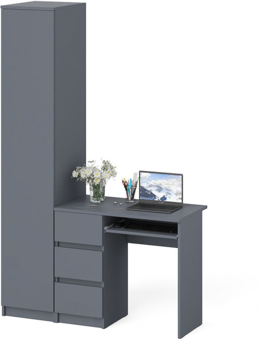 Мори компьютерный стол МС-6 левый + Пенал МШ400.1, графит