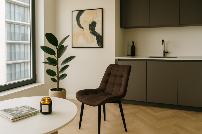 Стул "Бостон" черный матовый Velutto 24 шоколад